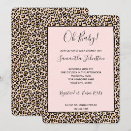 Convites Rosa Bege Dourado Preto Estampa Leopardo