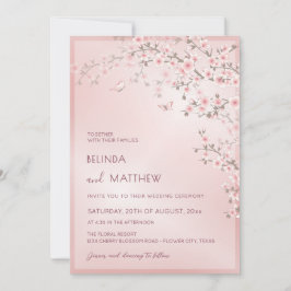 Convites Rosa Bege Flor de Cerejeira | Casamento Fotográfic