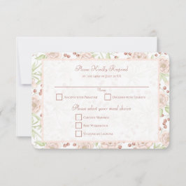 Convites Rosa Bege Rosa Vintage Casamento RSVP Resposta