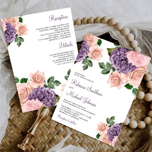 Convites Rosa Bege Roxo Floral Vestido de Noiva Tudo em Um