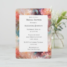 Convites Rosa Blush Chá de panela Floral Laranja Pêssego