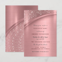 Convites Rosa Blush Metálico Glitter Bridal Sweet 16º