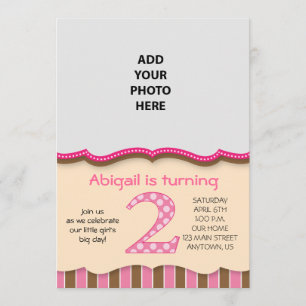 Convites Rosa bonito/de Brown meninas aniversário em