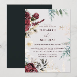 Convites Rosa Borgonha Velvet Escura | Casamento de Outono