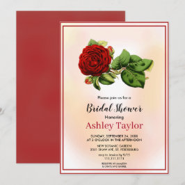 Convites Rosa botânico em queda livre Chá de panela floral