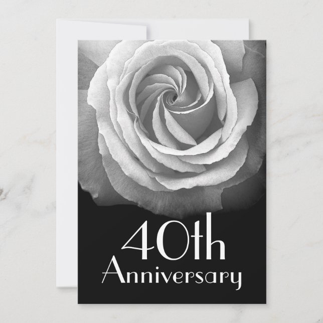 Convites Rosa Branca de Prata de 40 anos (Frente)