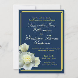 Convites Rosa Branca de Script Dourado Elegante Elegante de