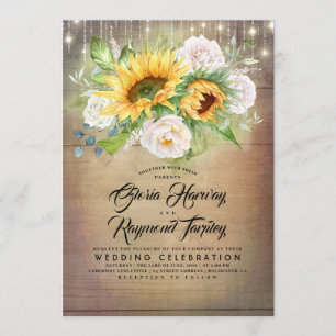 Convites Rosa Branca e Casamento outono Russo de Girassol