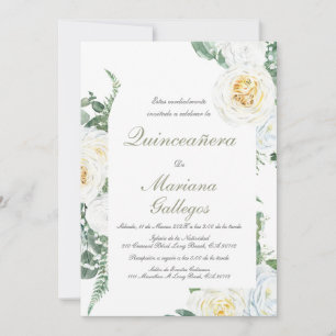 Convites Rosa branca verde Quinceanera