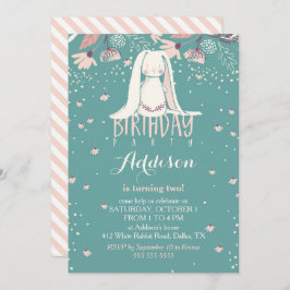 Convites Rosa branco do coelho & das flores | & aniversário