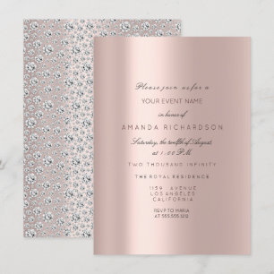 Convites Rosa Bridal de 16 anos doce Rosa Pastel Diamante