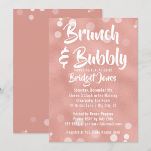 Convites Rosa Brunch e Chá de panela Borracha Dourado