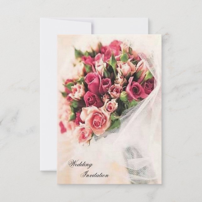 Convites Rosa Buquê Wedding (Frente)