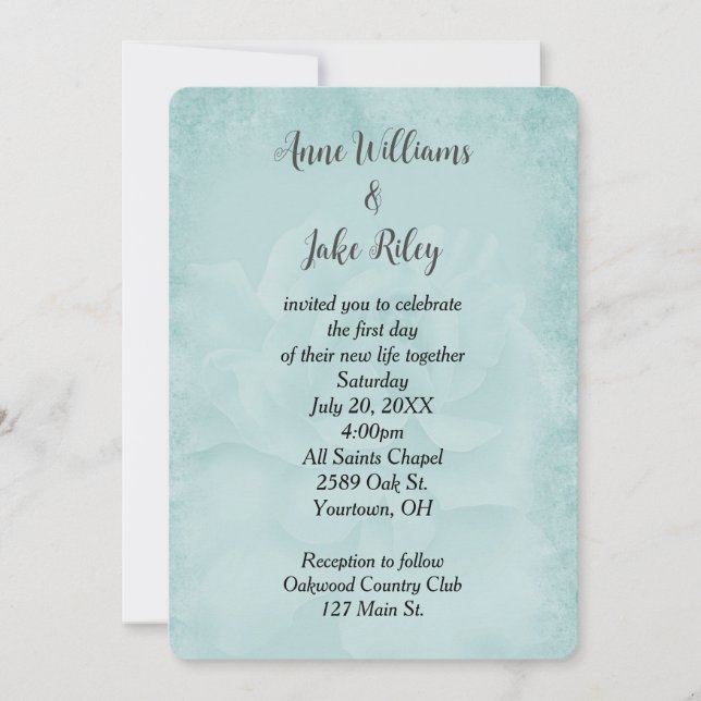 Convites Rosa Casamento Aqua (Frente)