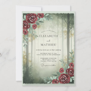 Convites Rosa Casamento da Floresta Carmesim