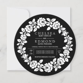 Convites Rosa, casamento moderno branco e preto