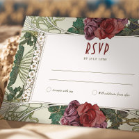 Rosa Casamento RSVP Inserir Vintage Art Nouveau Mu