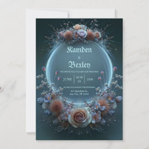 Convites Rosa Champanhe Celestial Jardim Neon Casamento