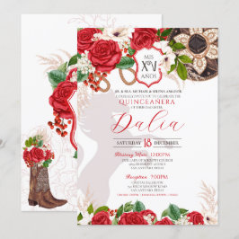 Convites Rosa Charro Quinceañera
