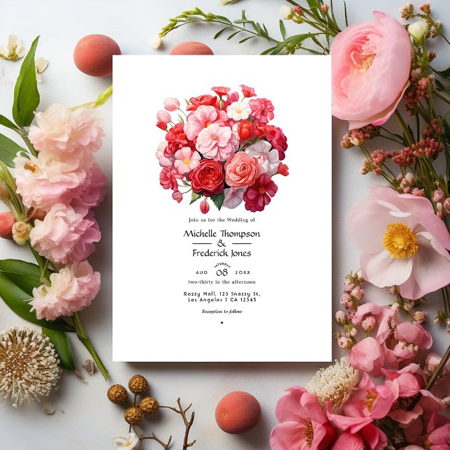 Convites Rosa Chiclete, Algodão Doce & Morango Casamento (Criador carregado)