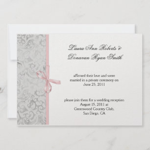 Convites Rosa Cinza Branco Damask Após Casamento