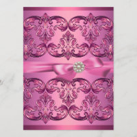 Rosa claro Damask & Arco Sweet16 Birthday Invite