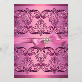 Convites Rosa claro Damask & Arco Sweet16 Birthday Invite