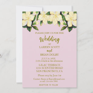 Convites Rosa claro e Dourado Calla Lily Greenery Casamento