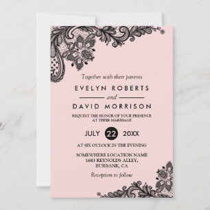 Convites Rosa claro Elegante com Casamento Formal de Loco N