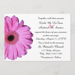 Convites Rosa claro Elegante Gerbera Daisy Wedding