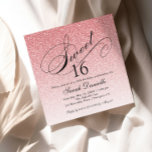 Convites Rosa claro Glam Glitter Sweet 16 Square<br><div class="desc">Este belo convite apresenta falhas de brilho ombre e seu texto personalizado. Use o modelo para adicionar suas informações. Altere a fonte ou adicione mais texto usando o recurso Personalizar.</div>