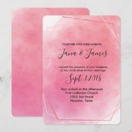 Convites Rosa cor-de-rosa-d-água do frame Casamento