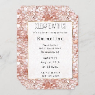 Convites Rosa cor-de-rosa, Petais brancos, floral