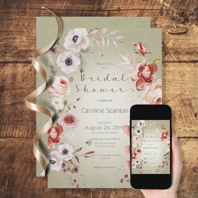 Convites Rosa cor-de-rosa-roma Chá de panela (Criador carregado)