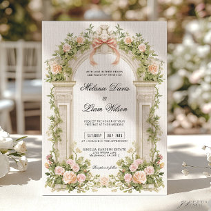 Convites Rosa Corada Fita Vintage Jardim Casamento
