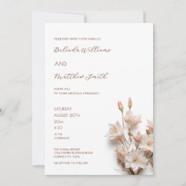 Convites Rosa Corado Floral Moderno 3D