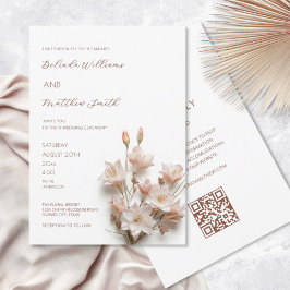 Convites Rosa Corado Floral Moderno 3D