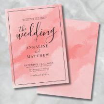 Rosa Coral Simples Elegante Aquarela Casamento