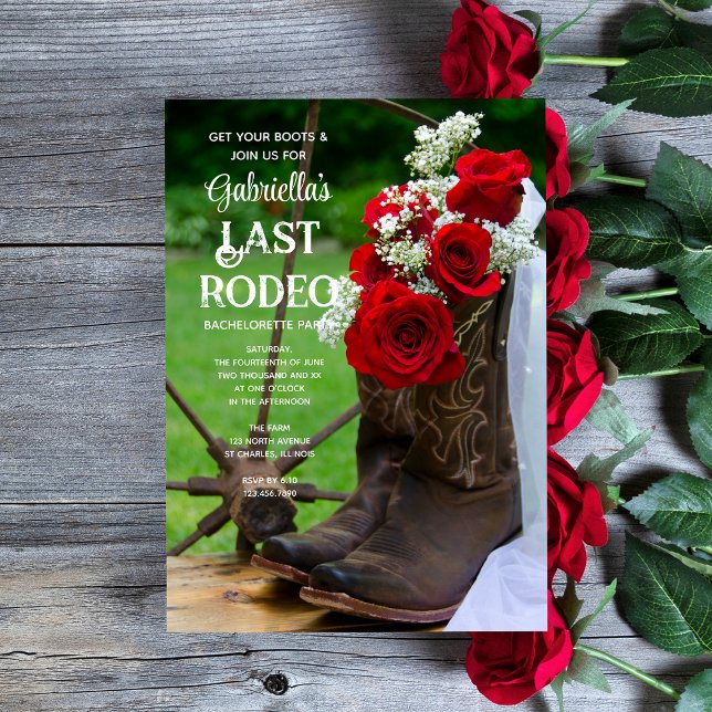Convites Rosa Cowboy Boots Última Festa de solteira Rodeada (Criador carregado)