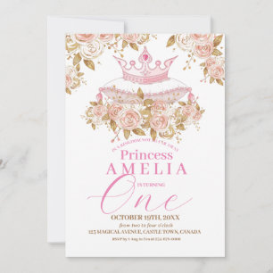 Convites Rosa da Princesa  Primeira Festa de aniversário