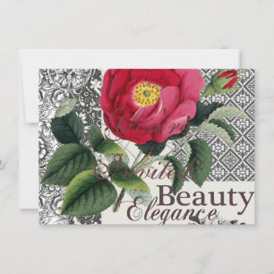 Convites Rosa Damasco Bonito Antígua Floral