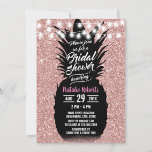 Convites Rosa de abacaxi moderno Chá de panela Dourado de L