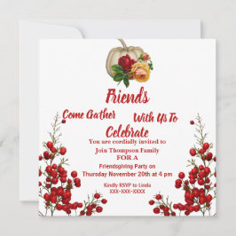 Convites Rosa de Abóbora de outono de Amizade Berry Vermelh