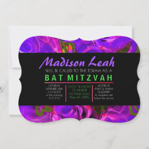 Convites Rosa DE ÁGUA NEON Bat Mitzvah