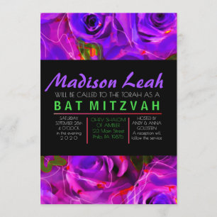 Convites Rosa DE ÁGUA NEON Bat Mitzvah