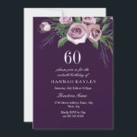 Convites Rosa de ameixa de abóbora de ameixa 60º aniversári<br><div class="desc">EggPlant Purple Plum Rosa Womans 60th Birthday Invitation Matching in Niche and Nest store. Design cortesia de: https://www.etsy.com/shop/SmallHouseBigPony</div>
