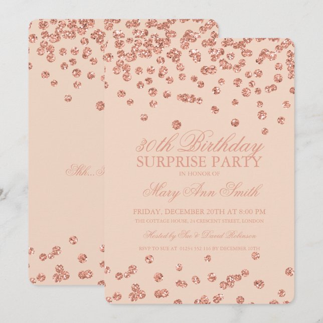 Convites Rosa de aniversário de 30 anos de Surpresa com Lâm (Frente/Verso)