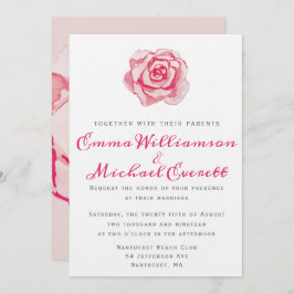 Convites Rosa de Aquarela Rosa | Casamento