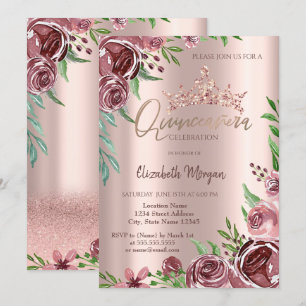 Convites Rosa de Borgonha, Rosa Quinceañera Coroa Dourada