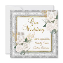 Rosa de Casamento Champagne Dourada Silver Damask